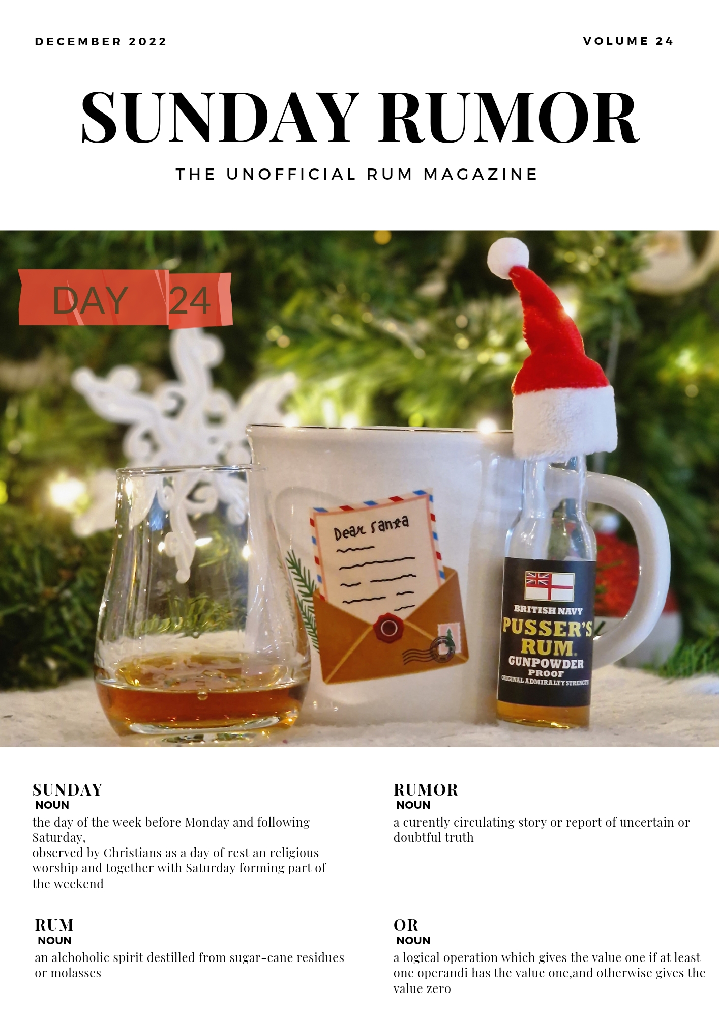 ADVENT CALENDAR DAY 24: PUSSER’S RUM GUNPOWDER PROOF - SUNDAY RUMOR